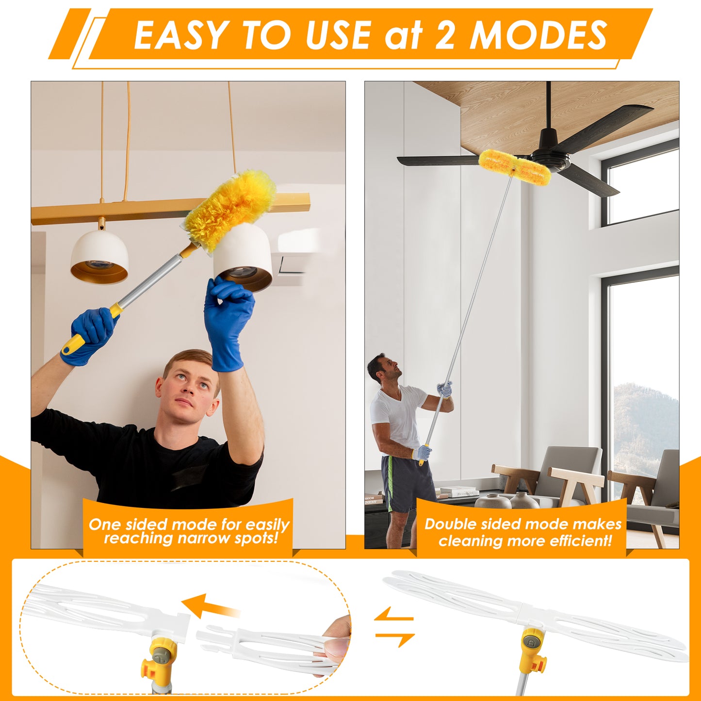 NEWE Dusters for Cleaning with 20 Refills for Swiffer, 65 inches Extendable Handle Heavy Duty Dusting Kit with 5X Microfibers, 360 Degree Multi-Surface Dust Removing Tool for Blinds Furniture