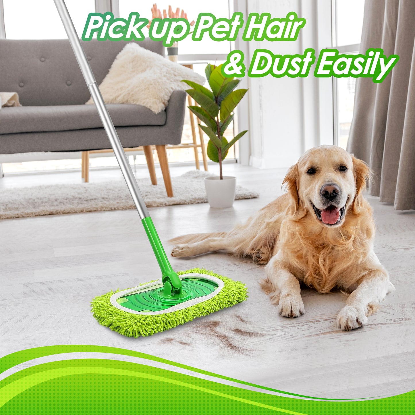 NEWE Reusable Microfiber Mop Pads for Swiffer Sweeper, 4 pack refills with Wet & Dry Use - Machine Washable pads for not only Laminate and Hardwood Cleaning,but Suitable for more scenarios.