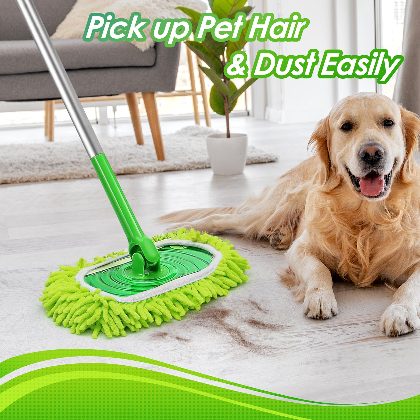 Reusable Microfiber Mop Pads Compatible with Swiffer Sweeper, 4 Pack Dry Sweeping Cloths Cover, Washable Wet Refills for Hardwood Tile Floor Cleaning (Only Replacement Accessories)