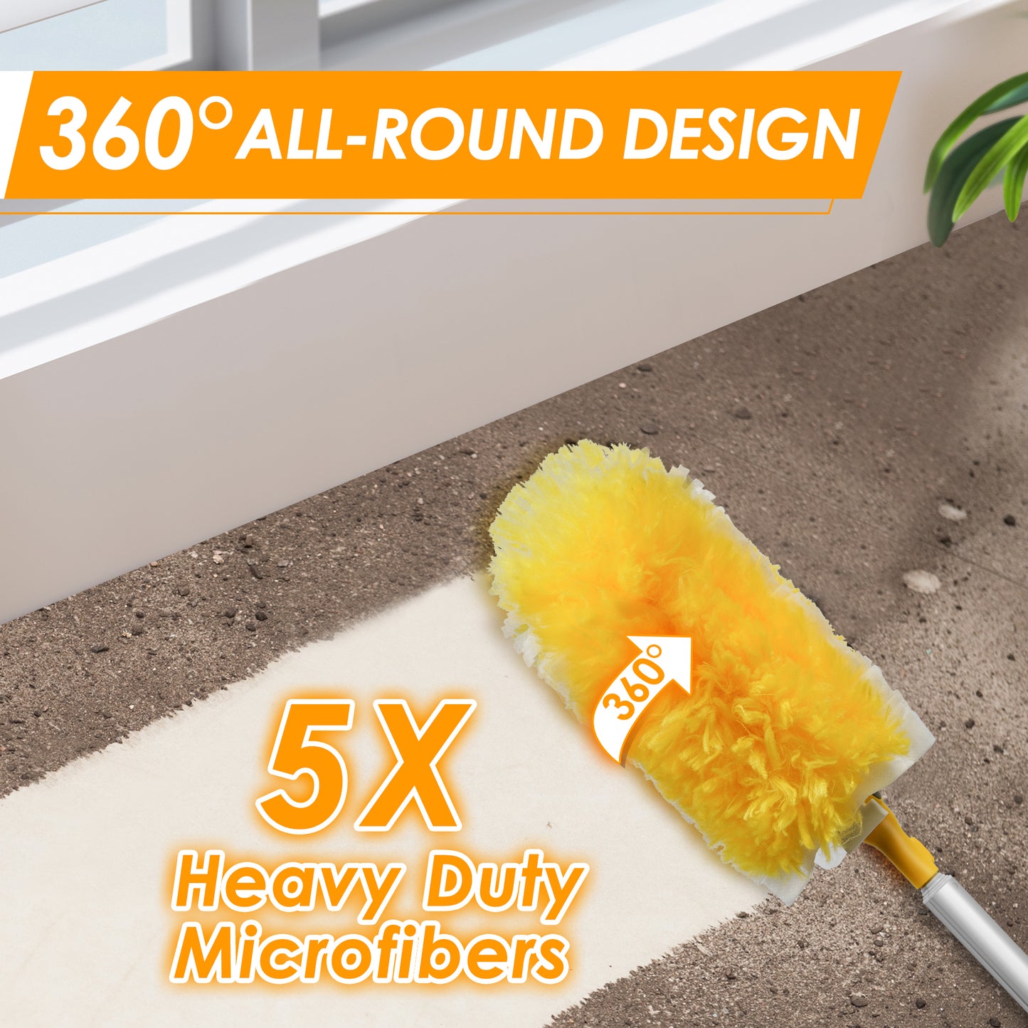 NEWE Dusters for Cleaning with 20 Refills for Swiffer, 65 inches Extendable Handle Heavy Duty Dusting Kit with 5X Microfibers, 360 Degree Multi-Surface Dust Removing Tool for Blinds Furniture