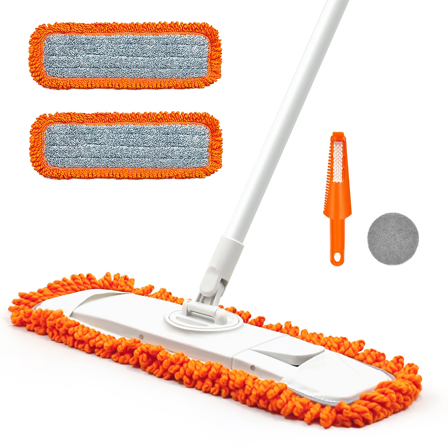 JEHONN Dust Mop for Floor Cleaning with 2 Washable Microfiber Pads
