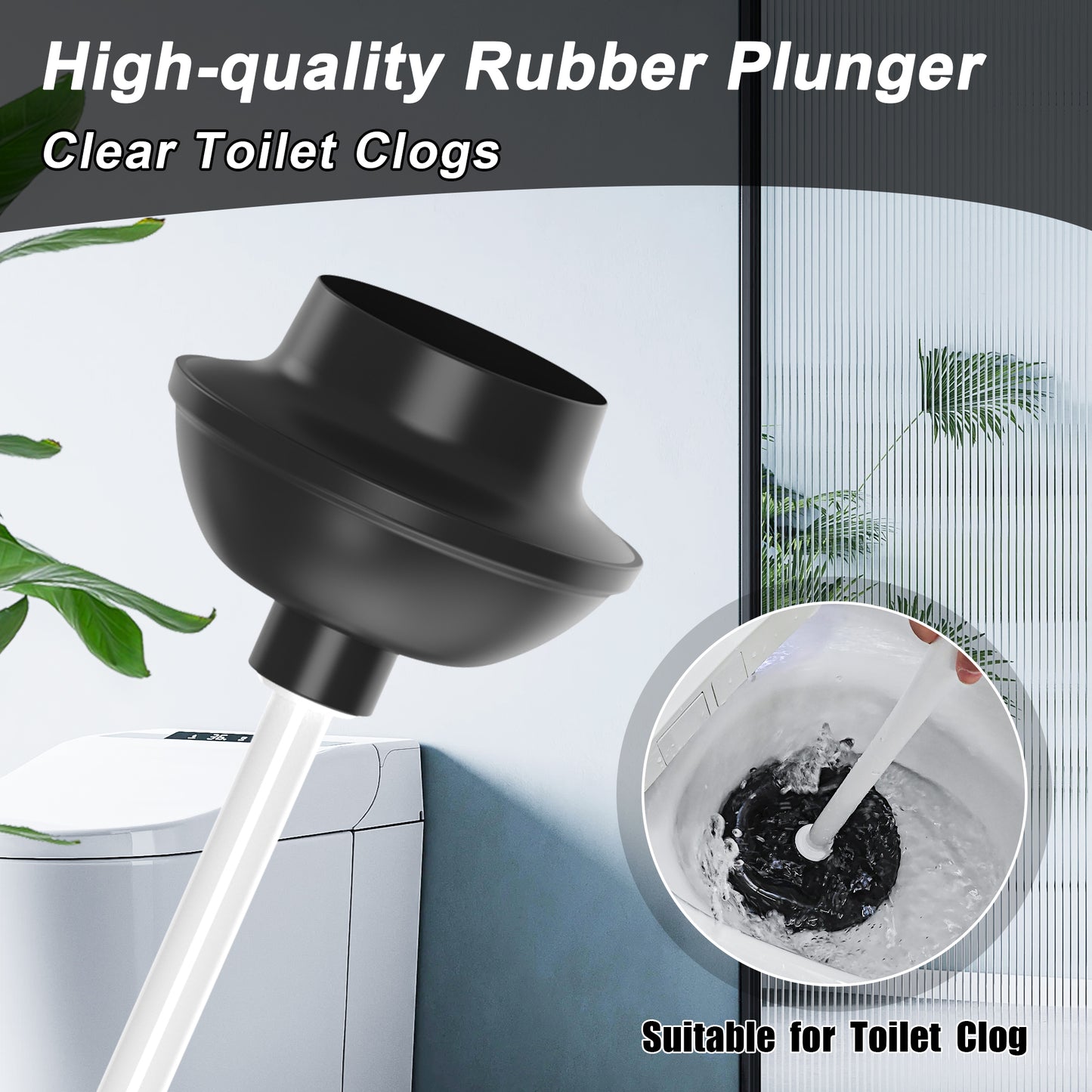 Toilet Plunger and Brush with Holder Set Heavy Duty