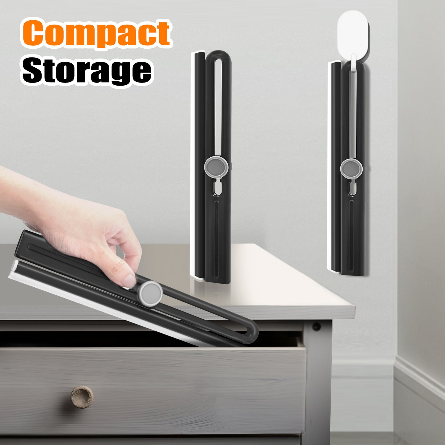 Shower Squeegee 2 Packs for Glass Doors (Black)