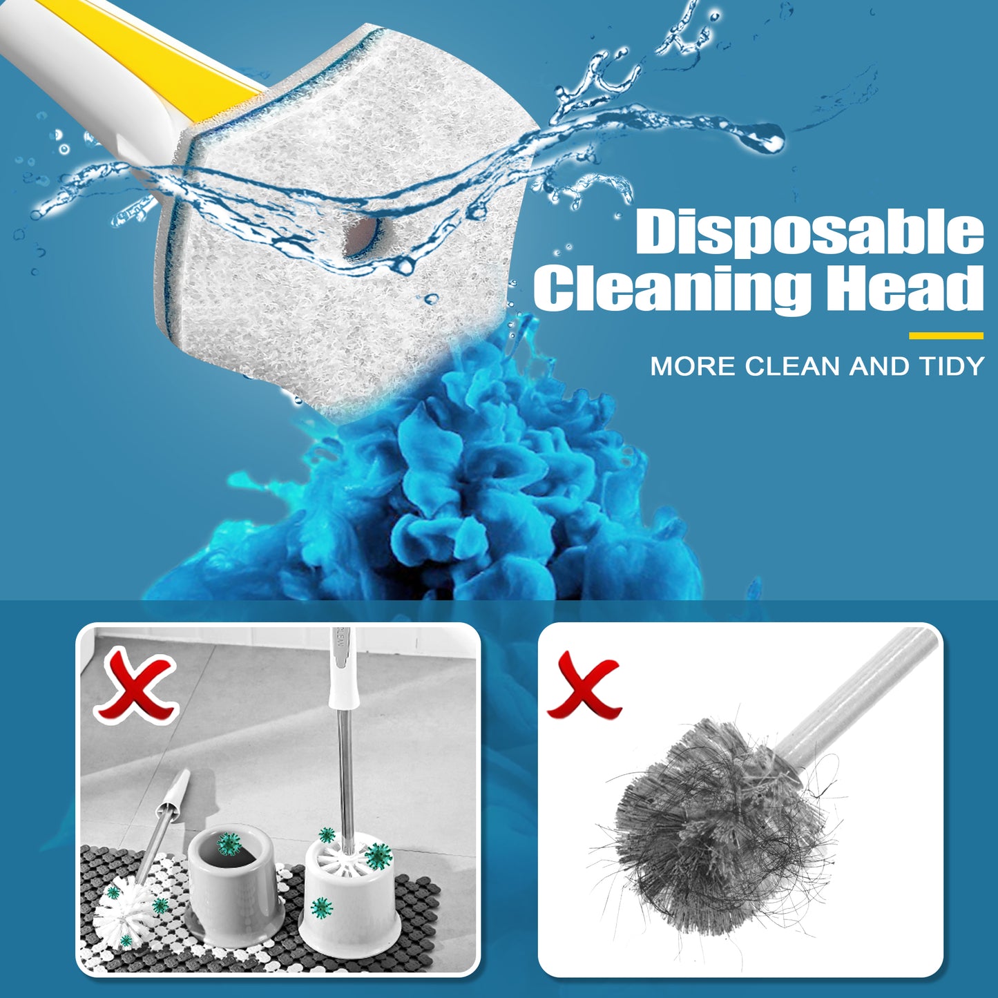JEHONN Disposable Toilet Brush Holder Set Wall Mounted with 40 Refills for Sink(Yellow)