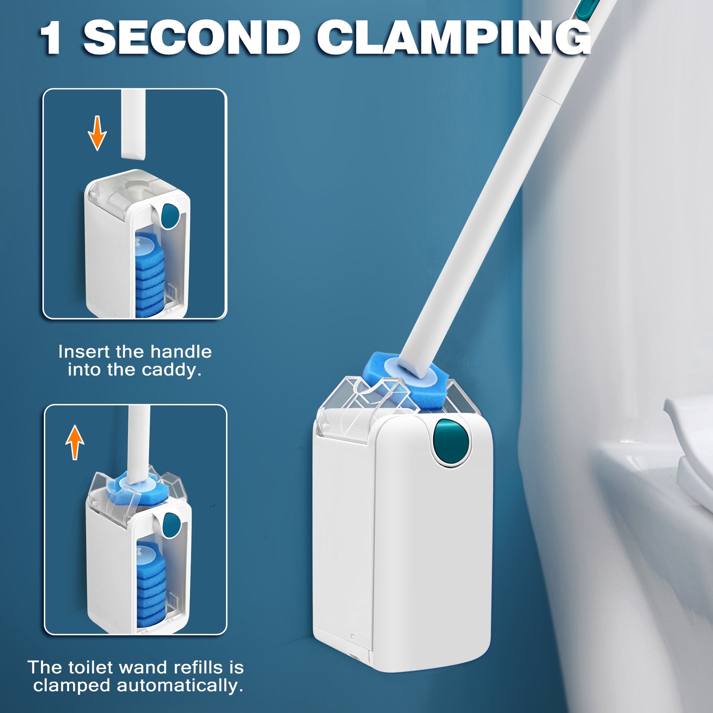 NEWE Disposable Toilet Brush with 16 Refills (Blue)