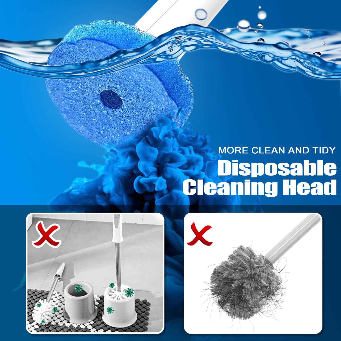 JEHONN Disposable Toilet Brush Holder Set with 42 Refills (Orange)