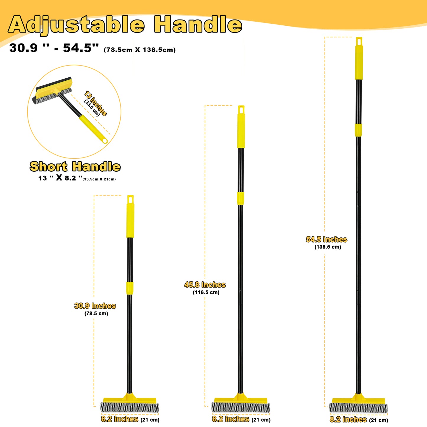 Window Cleaner Tool, 2-in-1 Squeegee with Sponge & Dual Side Blade Rubber