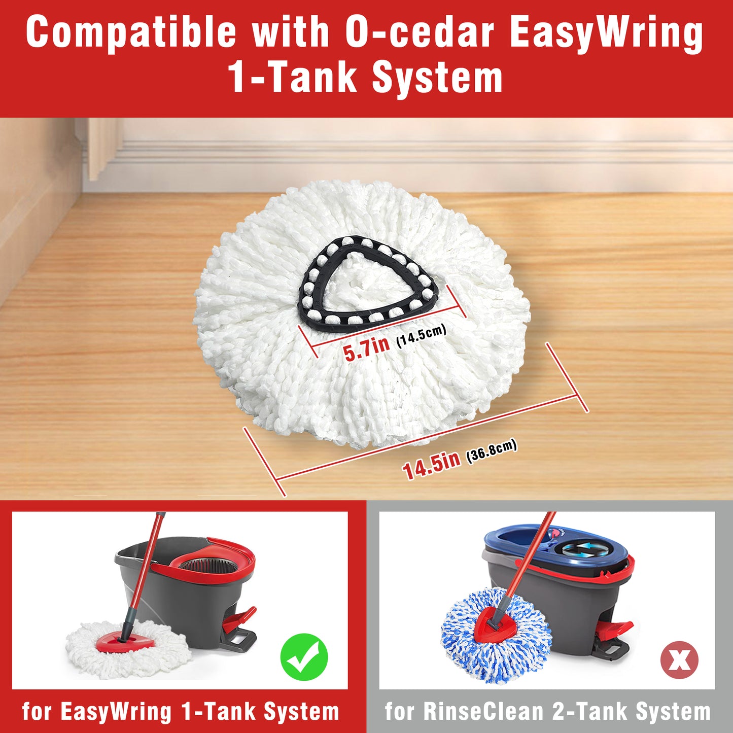Mop Replace Head 3 Pack for O-Cedar EasyWring 1 Tank System