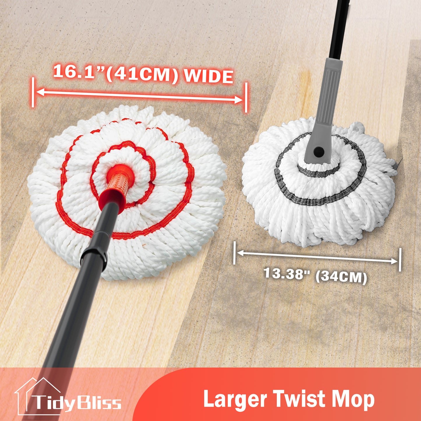 TidyBliss Self Wringing Twist Mop for Floor Cleaning (White Orange)