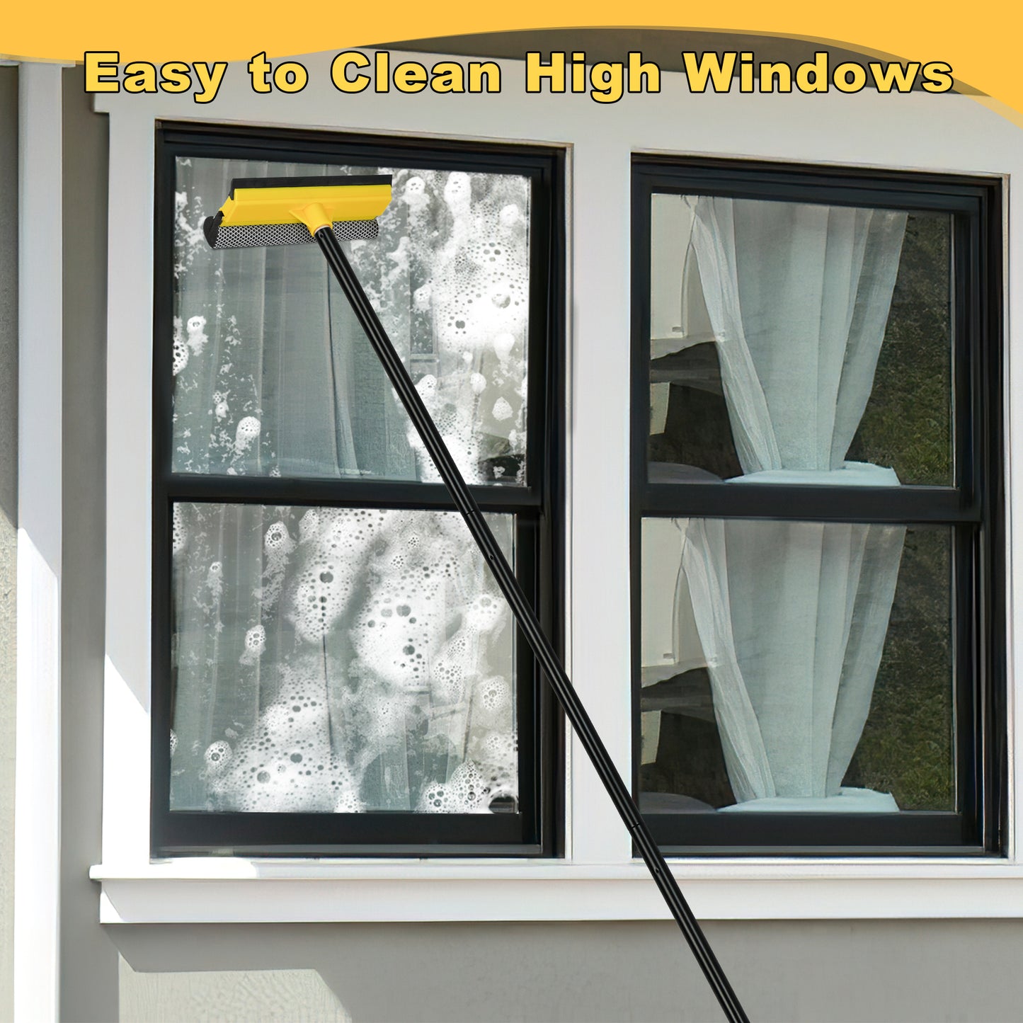 Window Cleaner Tool, 2-in-1 Squeegee with Sponge & Dual Side Blade Rubber