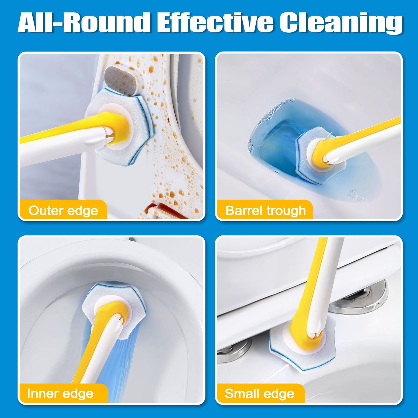 JEHONN Disposable Toilet Brush Holder Set Wall Mounted with 40 Refills for Sink(Yellow)