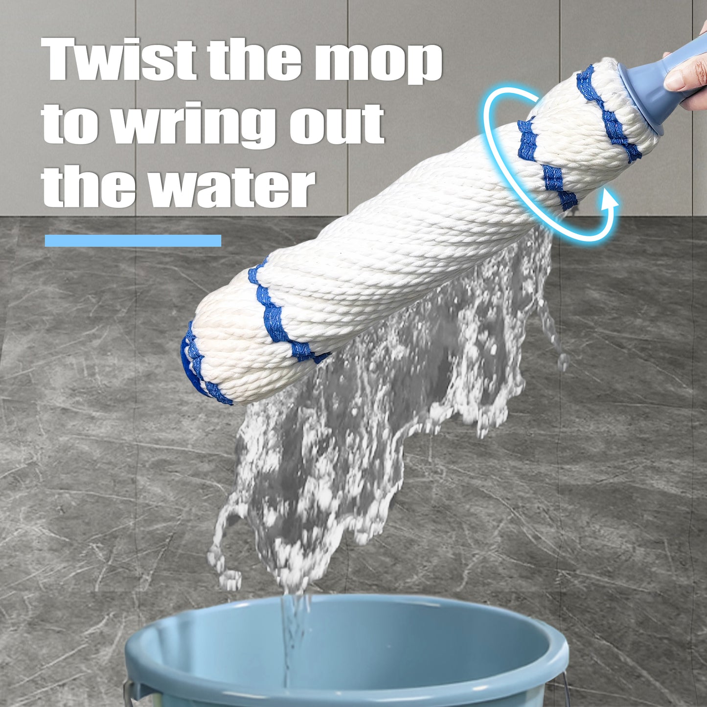 Self Wringing Twist Mop for Floor Cleaning (Blue)