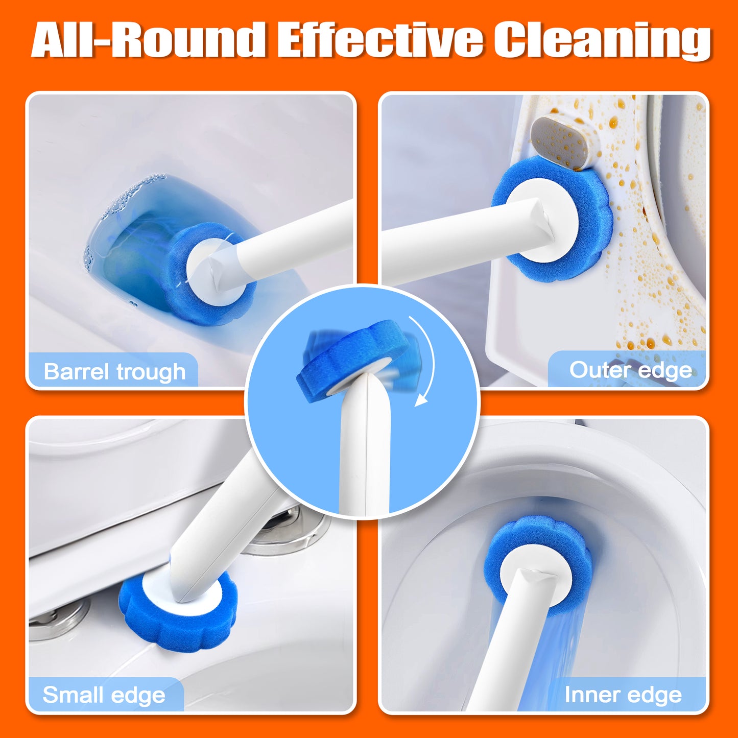 JEHONN Disposable Toilet Brush Holder Set with 42 Refills (Orange)