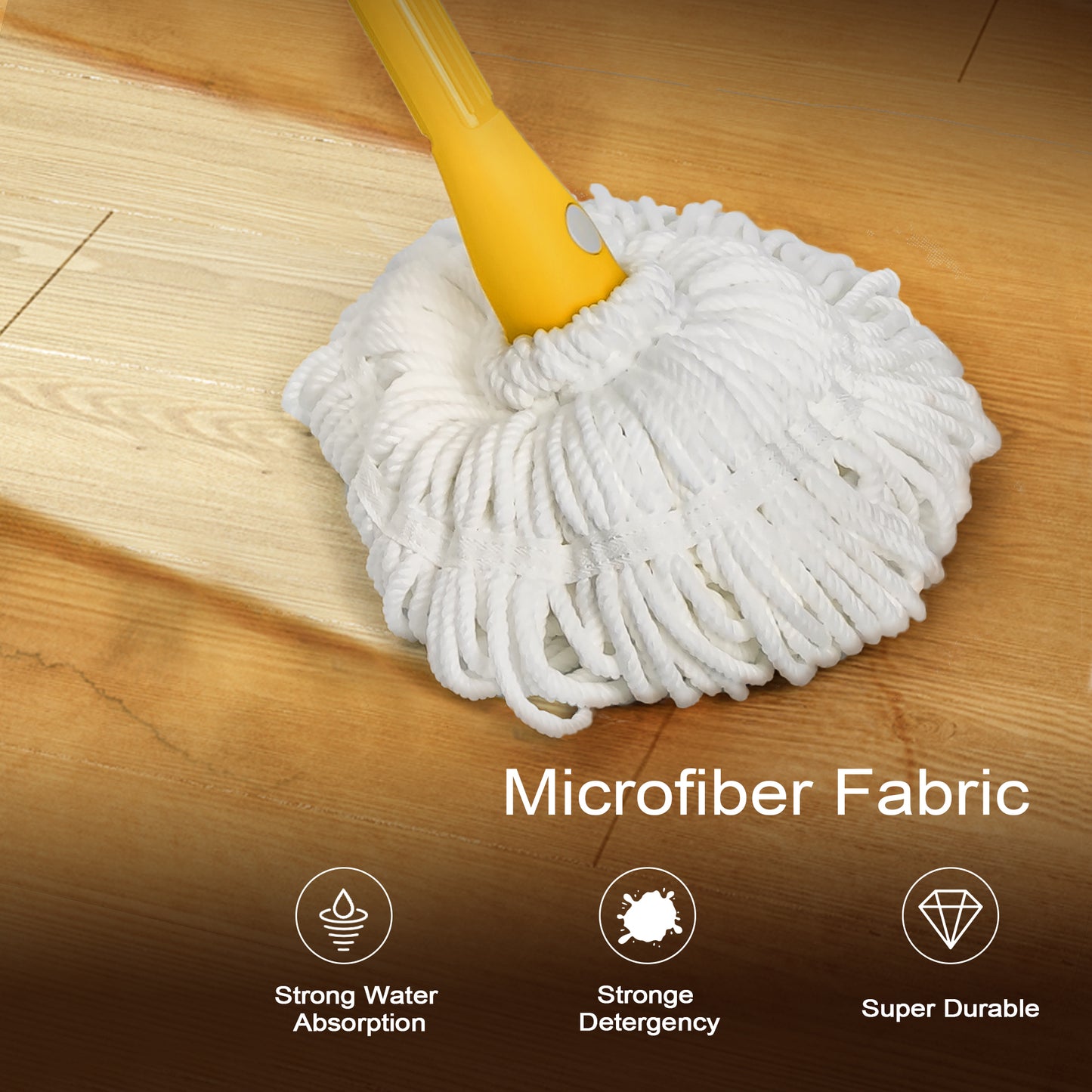 JEHONN Microfiber Twist Mop with 2 Washable Head