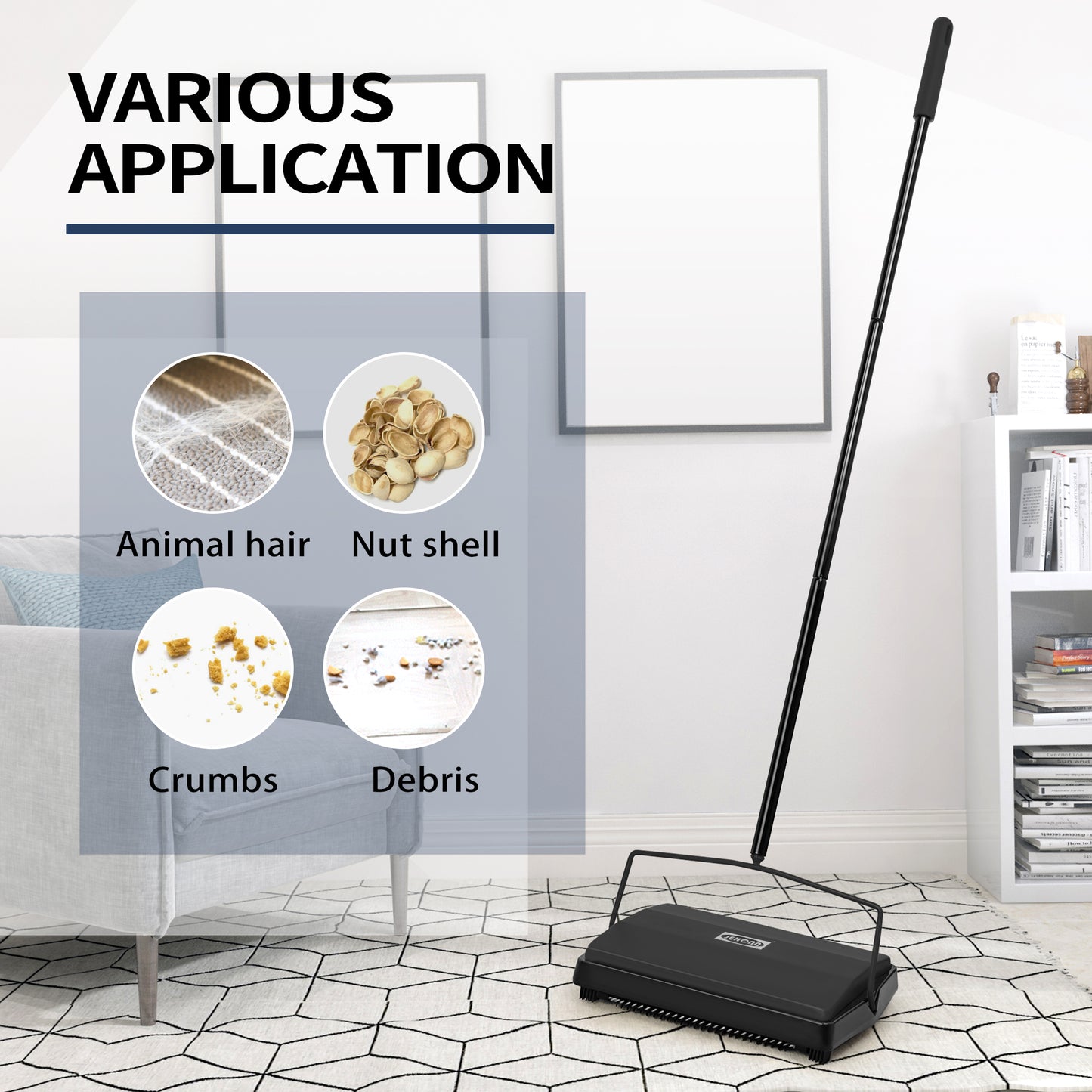 JEHONN Carpet Floor Sweeper Non Electric Manual Sweeping