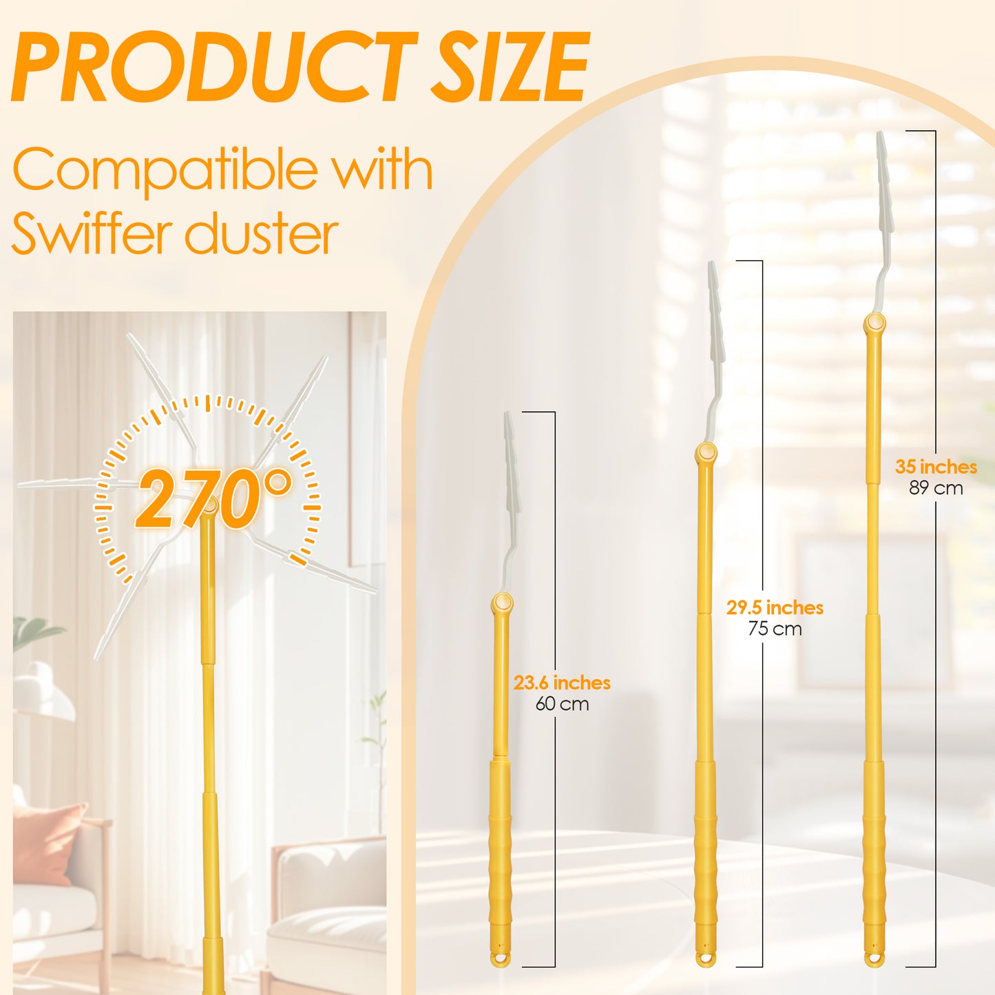 NEWE Duster Refills 20 PCS with Extendable Handle Compatible with Swiffer, 360 Degree Heavy Duty Dusting Kit with 5X Microfibers, Multi-Surface Dust Removing Tool for Cleaning Blinds Furniture