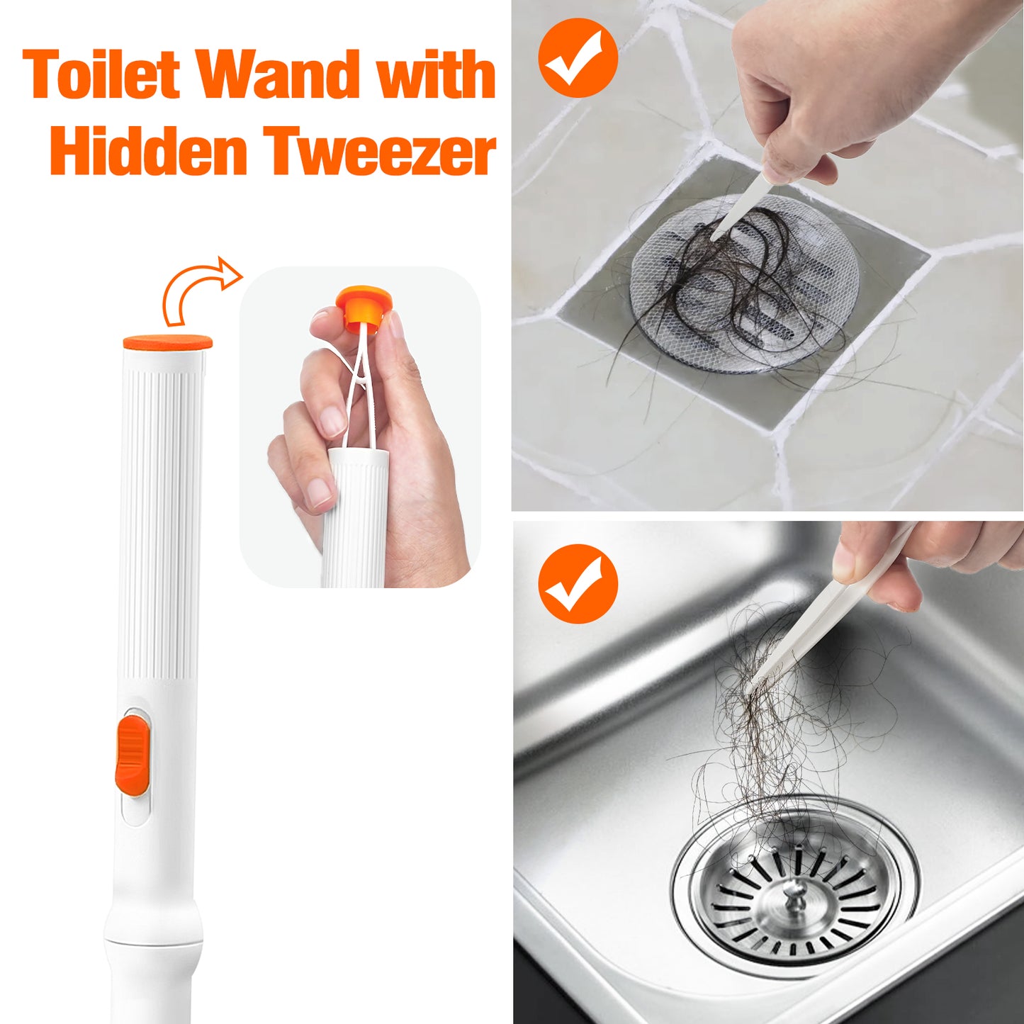 JEHONN Disposable Toilet Brush Holder Set with 42 Refills (Orange)