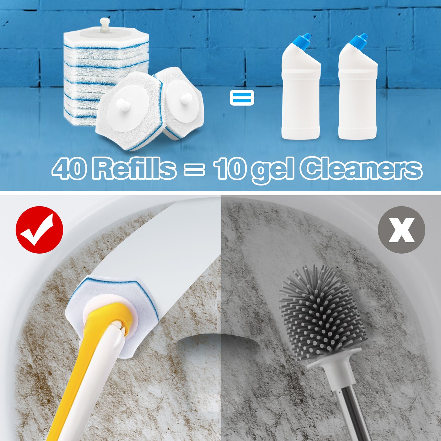 JEHONN Disposable Toilet Brush Holder Set Wall Mounted with 40 Refills for Sink(Yellow)