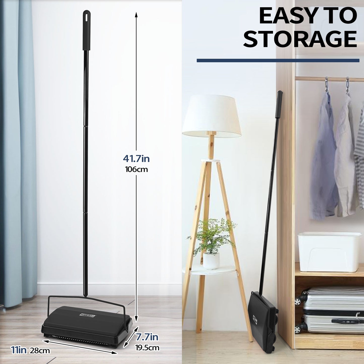 JEHONN Carpet Floor Sweeper Non Electric Manual Sweeping