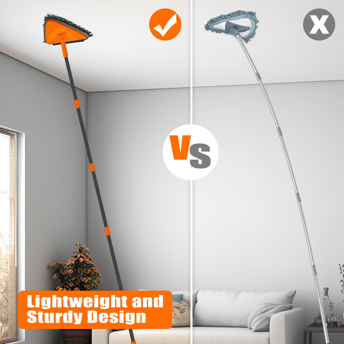 JEHONN Wall Mop with 80 inches Long Handle (Orange)