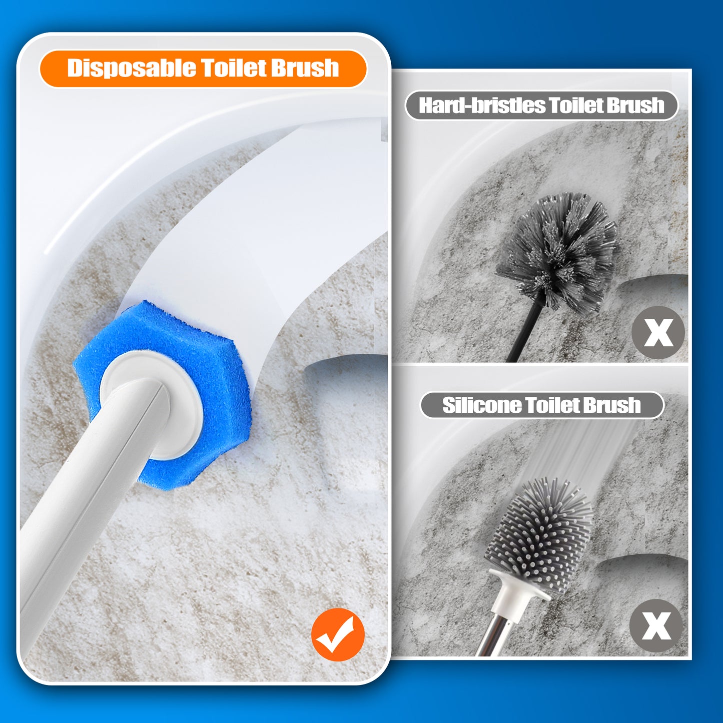NEWE Disposable Toilet Brush with 16 Refills (Blue)