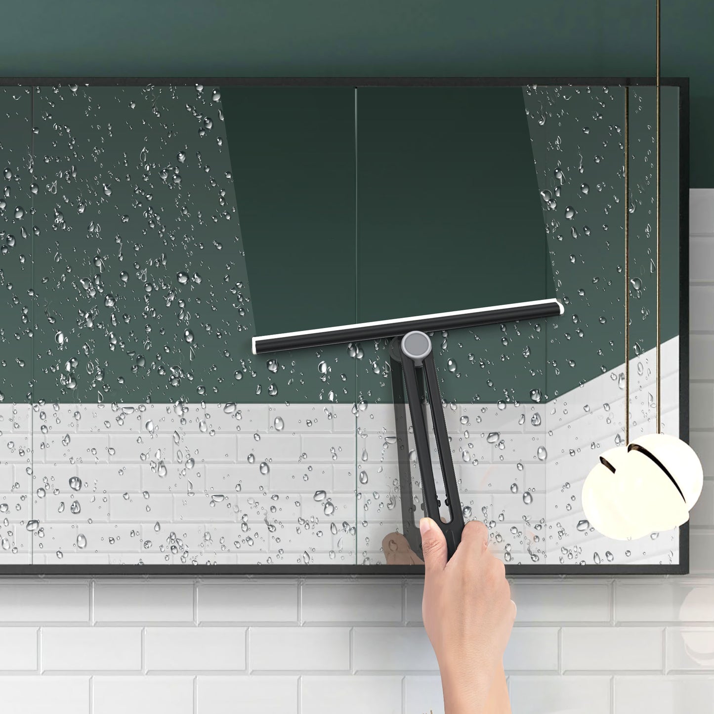Shower Squeegee 2 Packs for Glass Doors (Black)