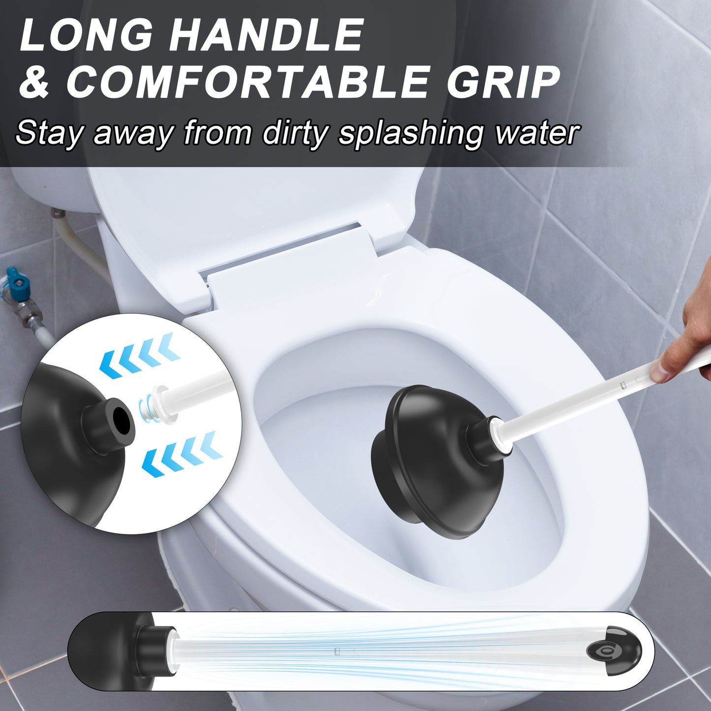 Toilet Plunger and Brush with Holder Set Heavy Duty