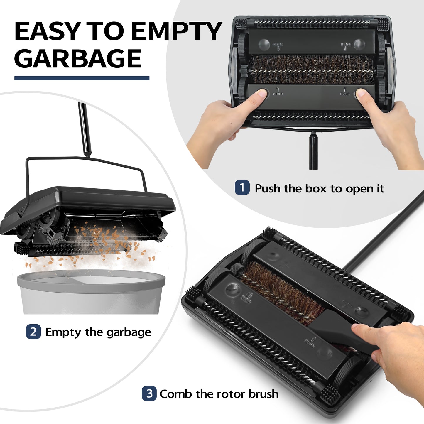 JEHONN Carpet Floor Sweeper Non Electric Manual Sweeping