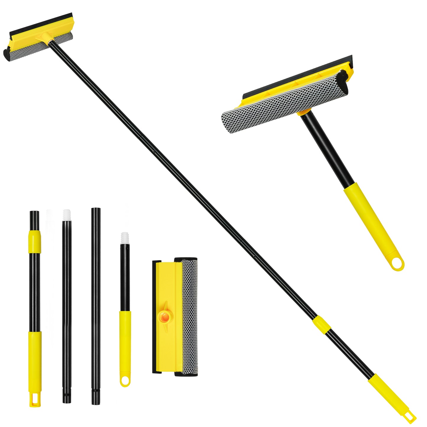 Window Cleaner Tool, 2-in-1 Squeegee with Sponge & Dual Side Blade Rubber