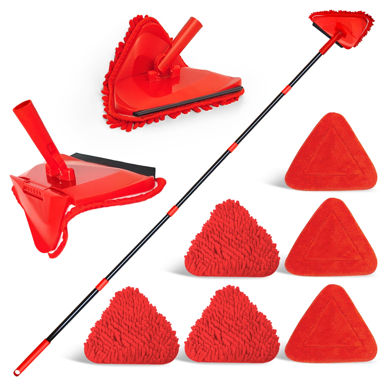 Wall Mop Cleaner with Long Handle (Red)