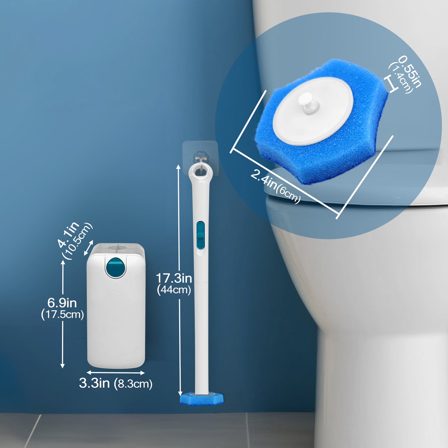 NEWE Disposable Toilet Brush with 16 Refills (Blue)