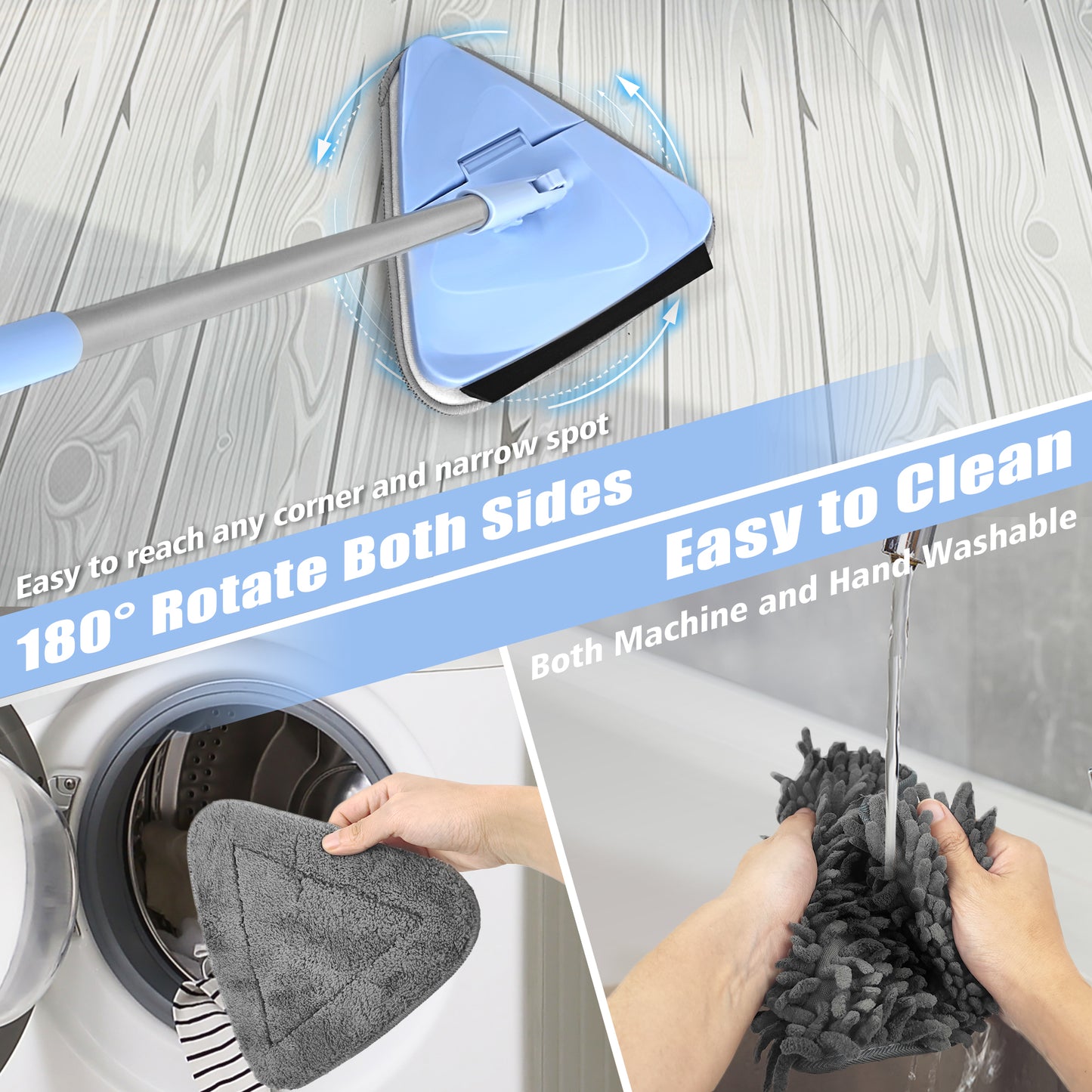 Wall Mop Cleaner with 80 inches Long Handle (Blue)