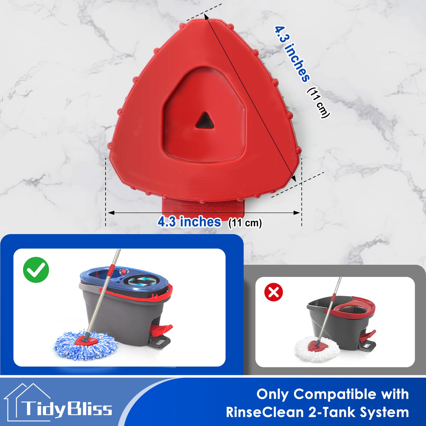 TidyBliss Scrub Brush Attachments 2 PCS for RinseClean 2 Tank Spin Mop System