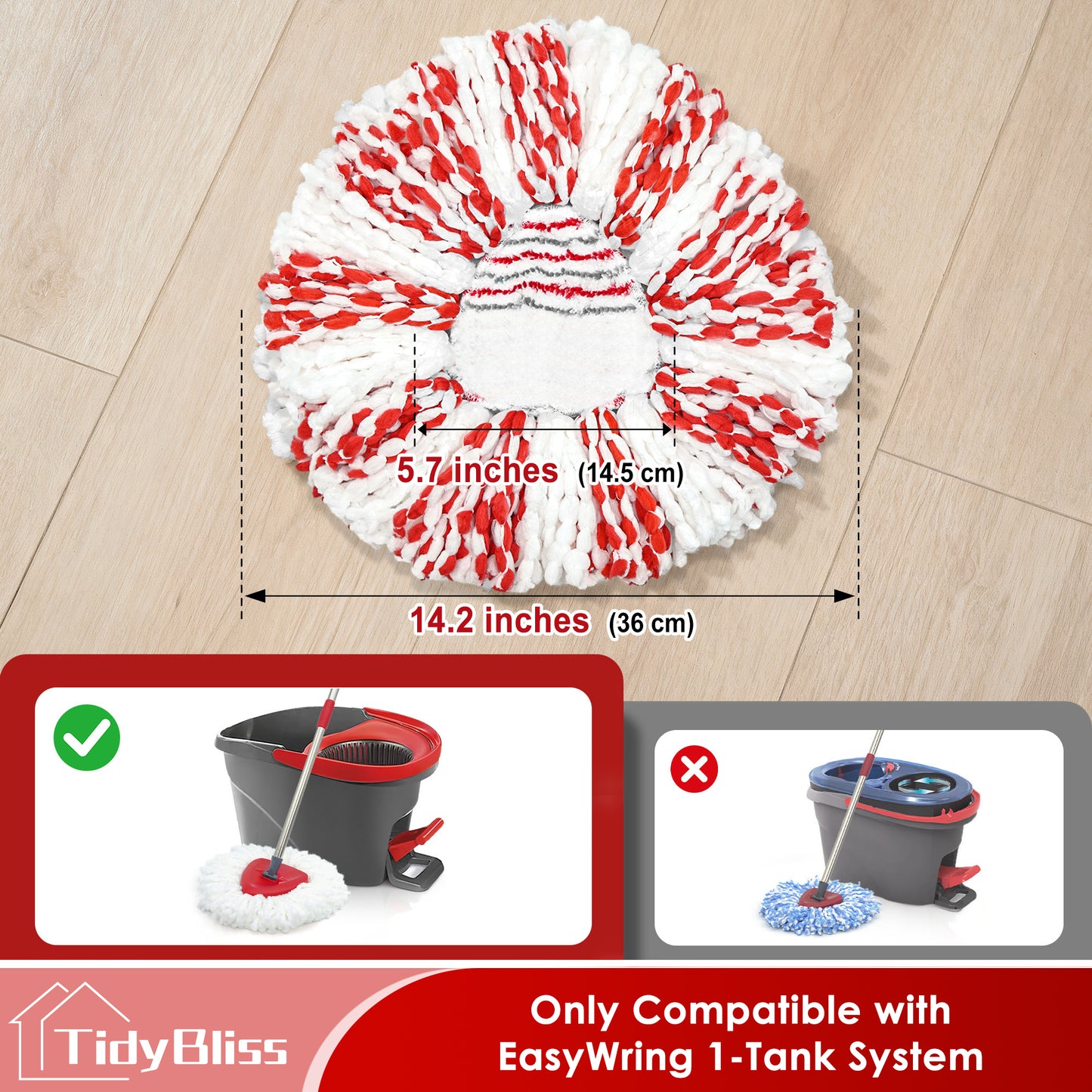 TidyBliss Spin Mop Replace Head 3 Pack 40% More Cleaning Power