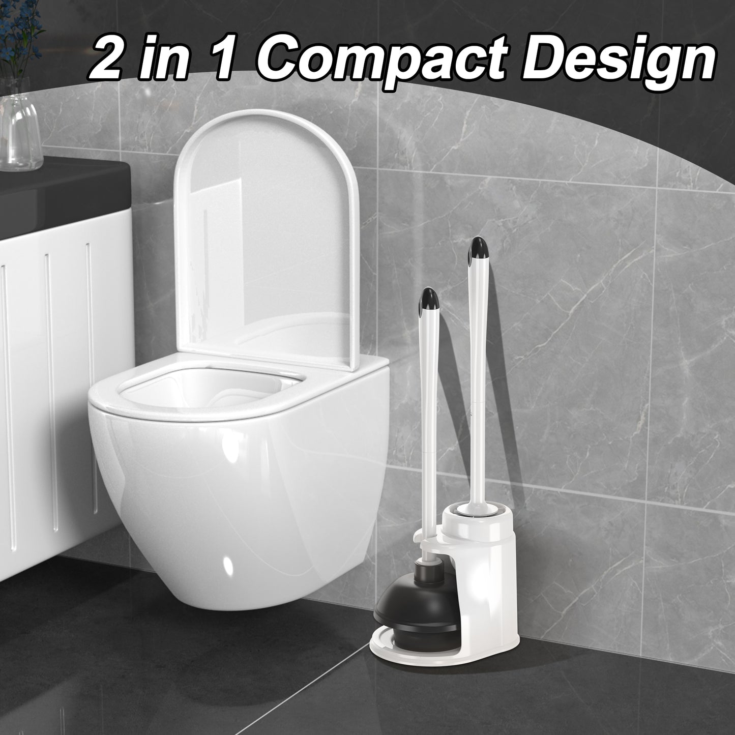 Toilet Plunger and Brush with Holder Set Heavy Duty