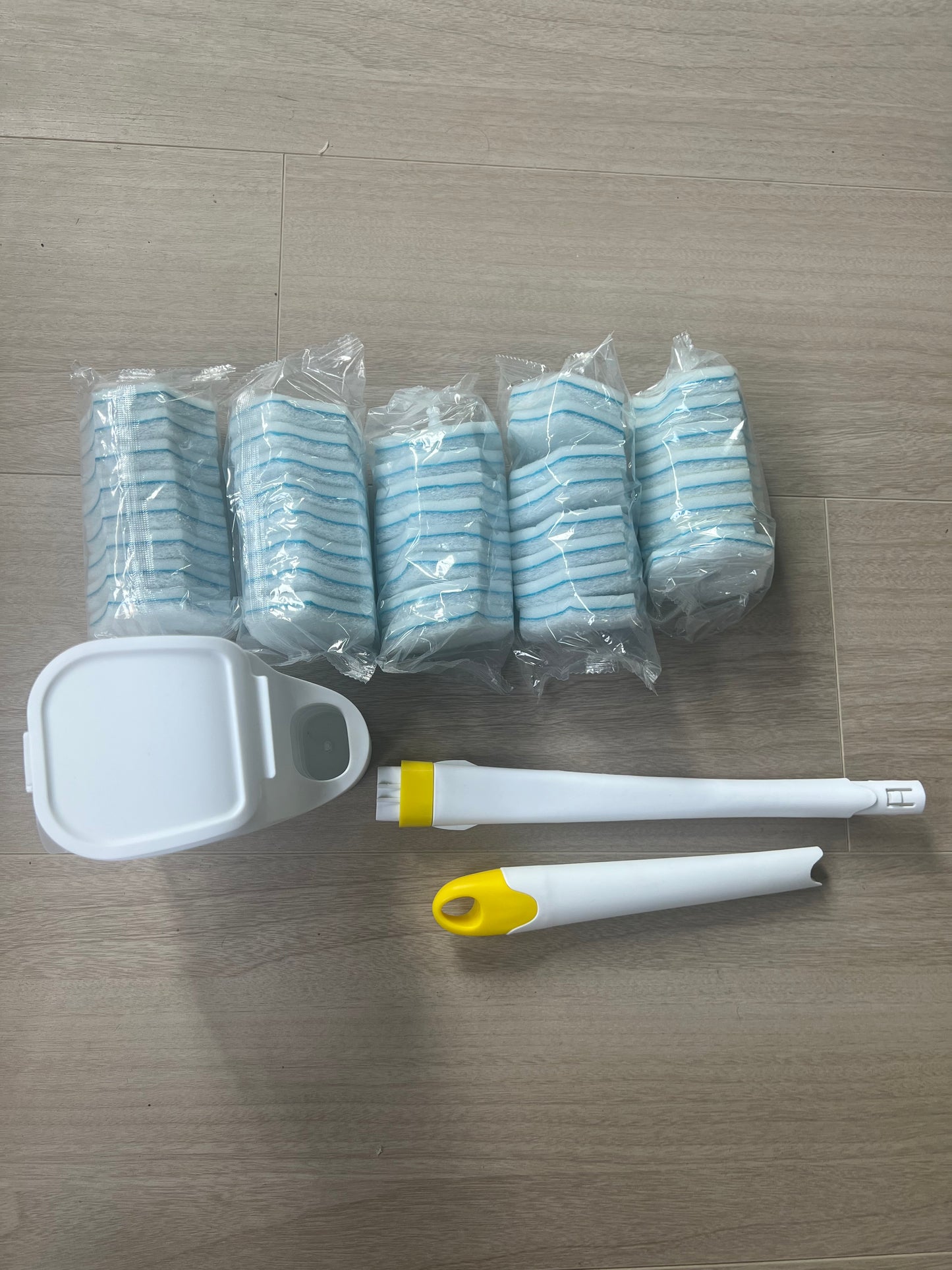 JEHONN Disposable Toilet Brush Holder Set Wall Mounted with 40 Refills for Sink(Yellow)