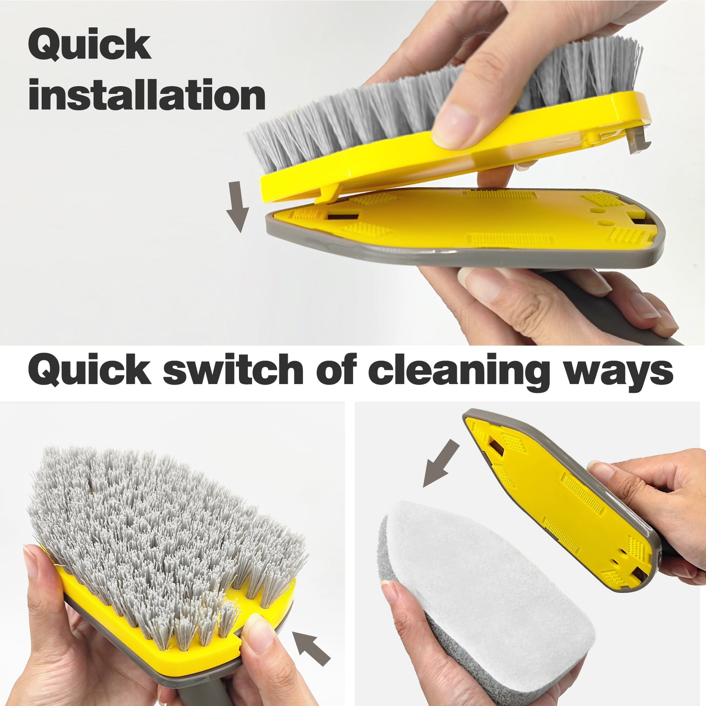 Shower Cleaner Brush with Long Handle (Brown Yellow)