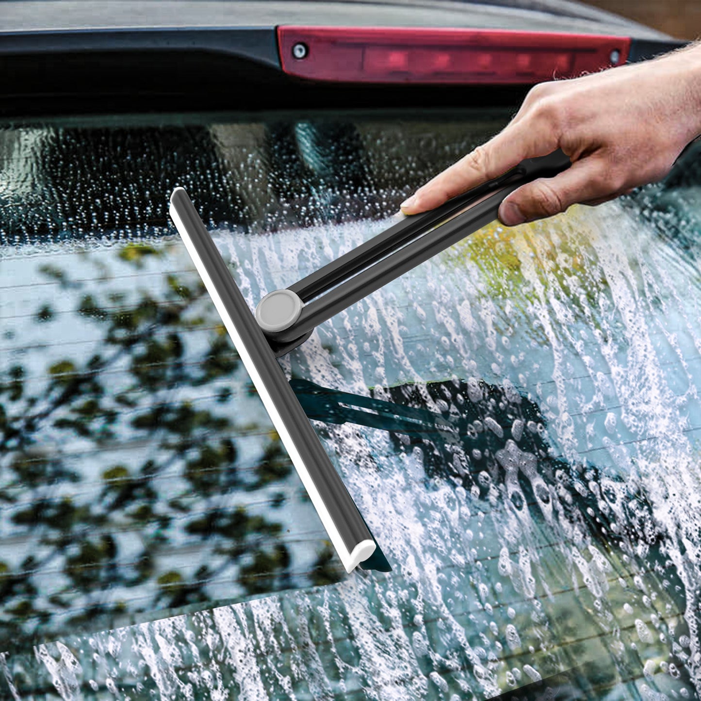 Shower Squeegee 2 Packs for Glass Doors (Black)