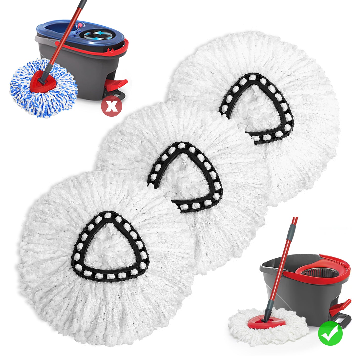 Mop Replace Head 3 Pack for O-Cedar EasyWring 1 Tank System