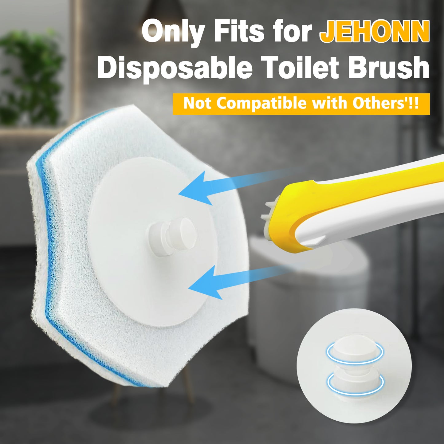 JEHONN Disposable Toilet Brush Holder Set Wall Mounted with 40 Refills for Sink(Yellow)