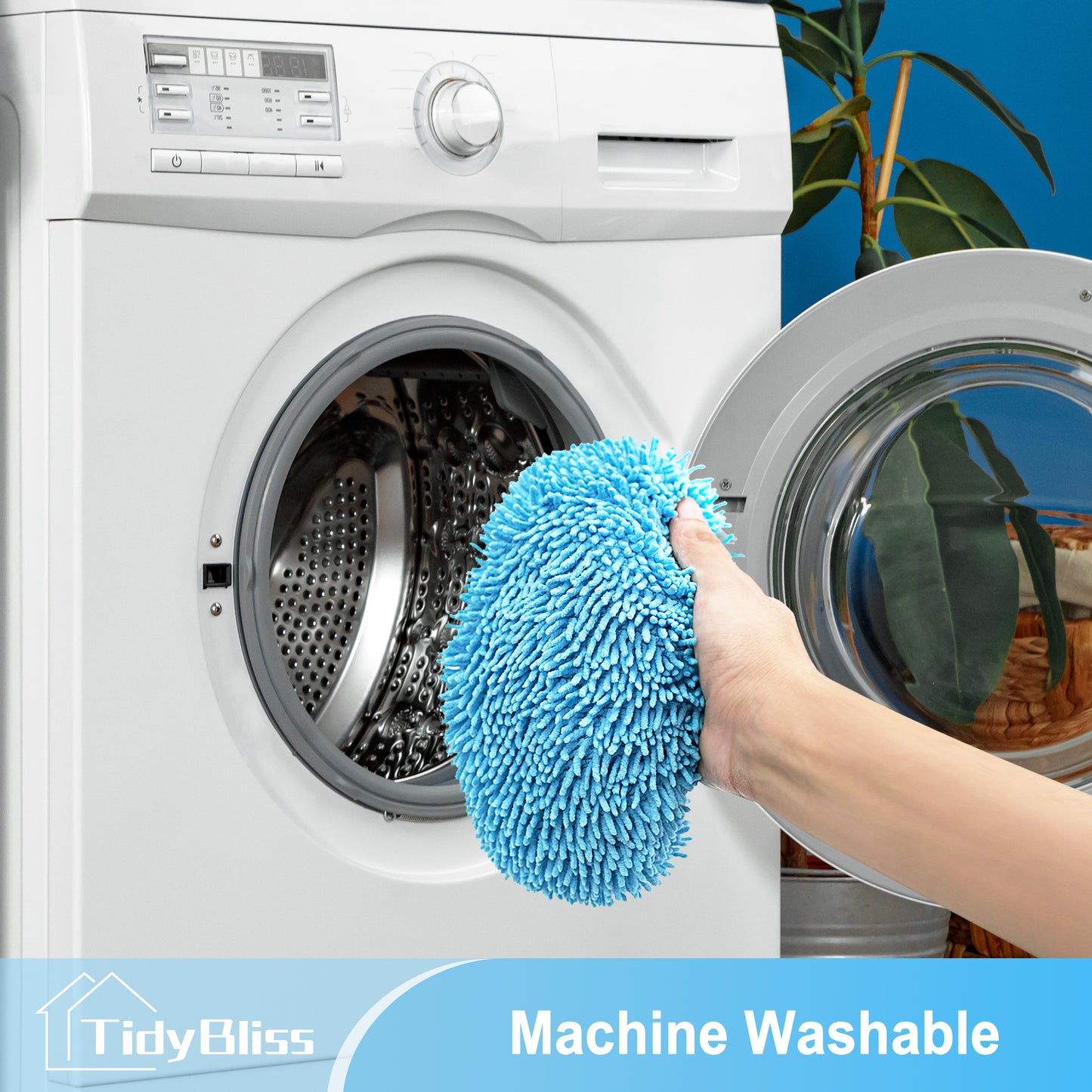 TidyBliss Reusable Microfiber Mop Pads 4 Pack Compatible with Sweeper (Blue)