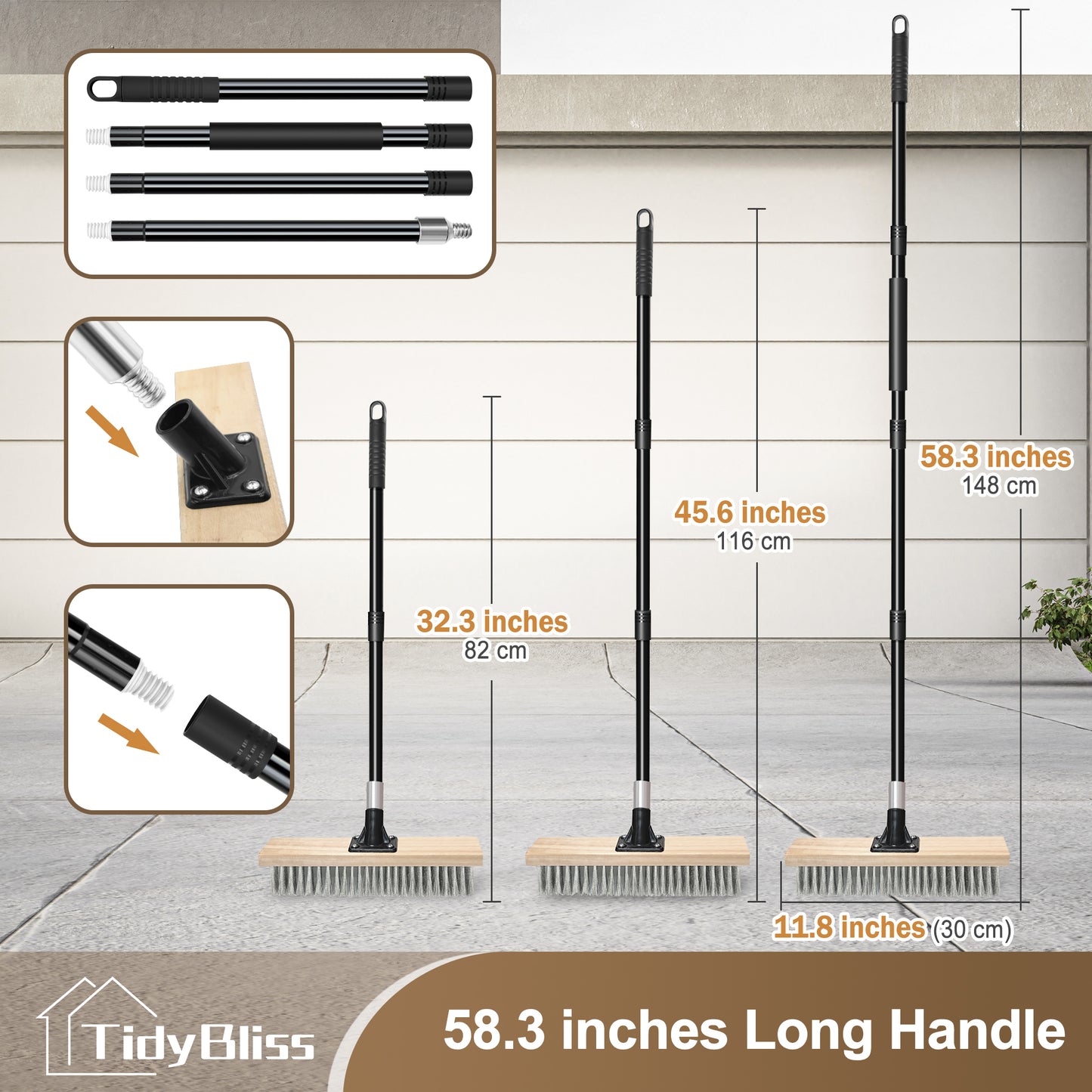 TidyBliss Stainless Steel Wire Scrub Brush with Long Handle