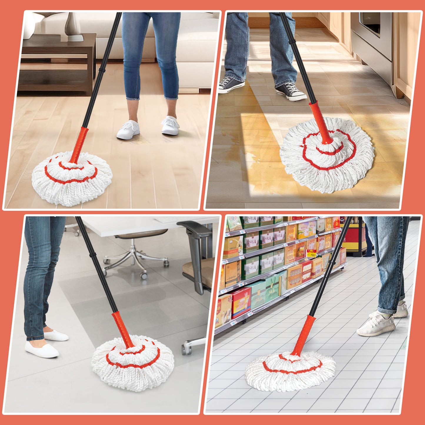 TidyBliss Self Wringing Twist Mop for Floor Cleaning (Orange)