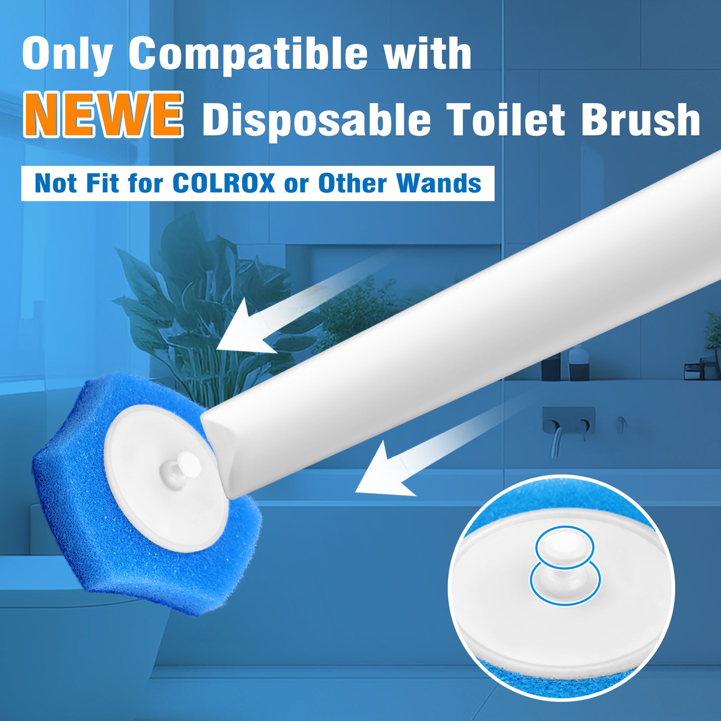 NEWE Disposable Toilet Brush with 16 Refills (Blue)