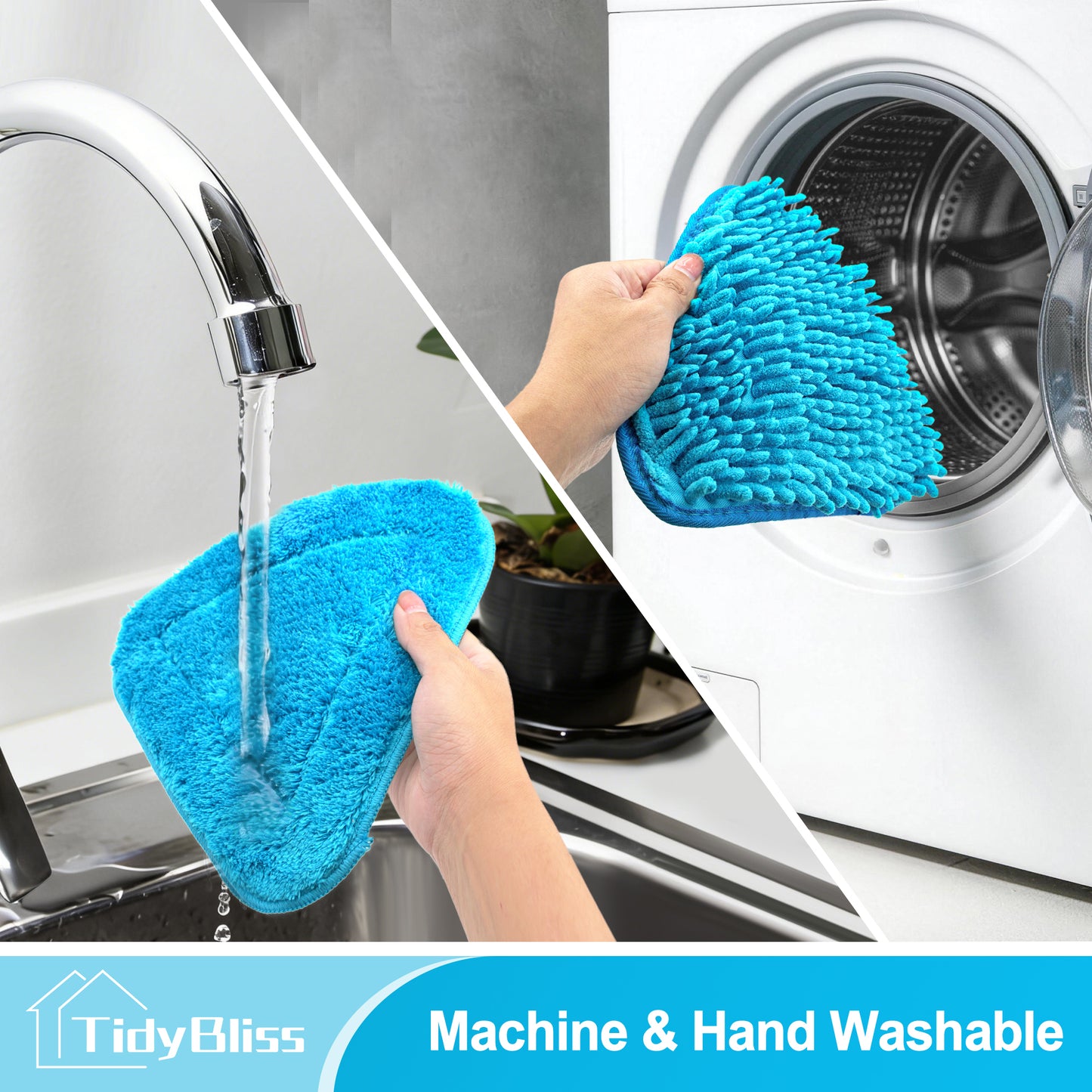TidyBliss Wall Mop Cleaner with Long Handle 80” (Blue)
