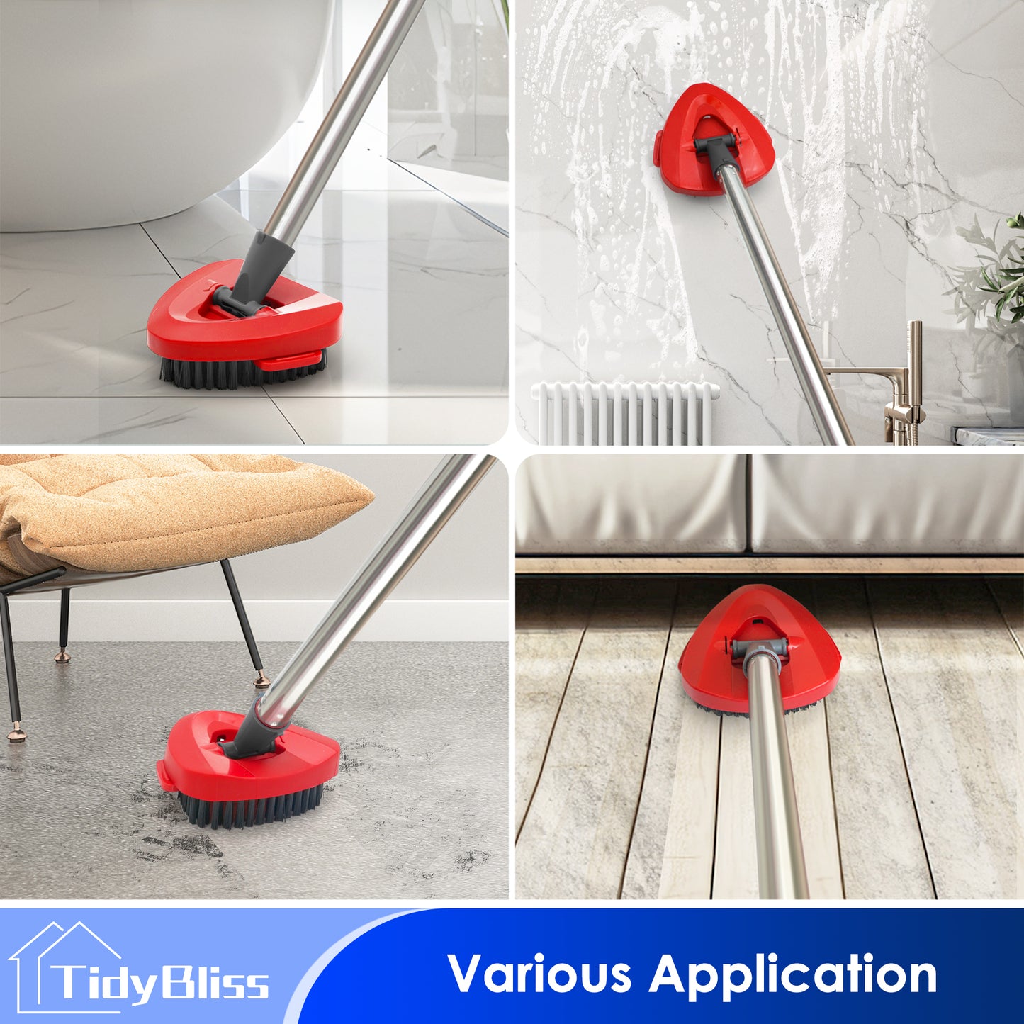 TidyBliss Mop Heads Replacements 2 Pack with with Scrub Brush Attachment and Triangle Base for O-Cedaar RinseClean 2 Tank System