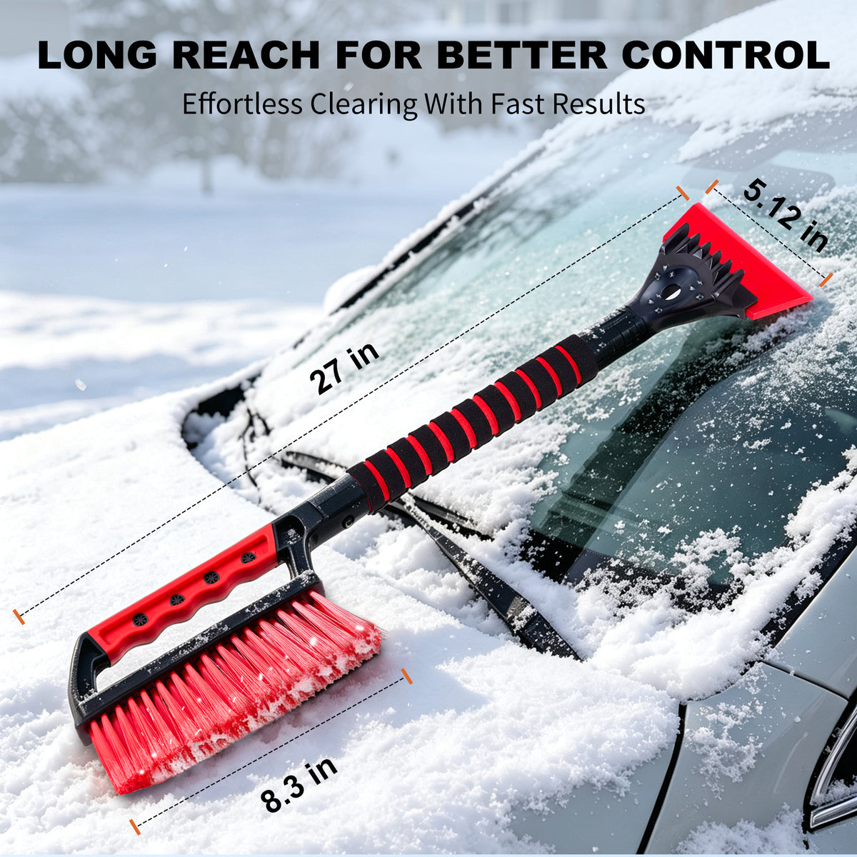 ZenClean Ice Scraper for Car Windshield & Windows with Ergonomic Grip