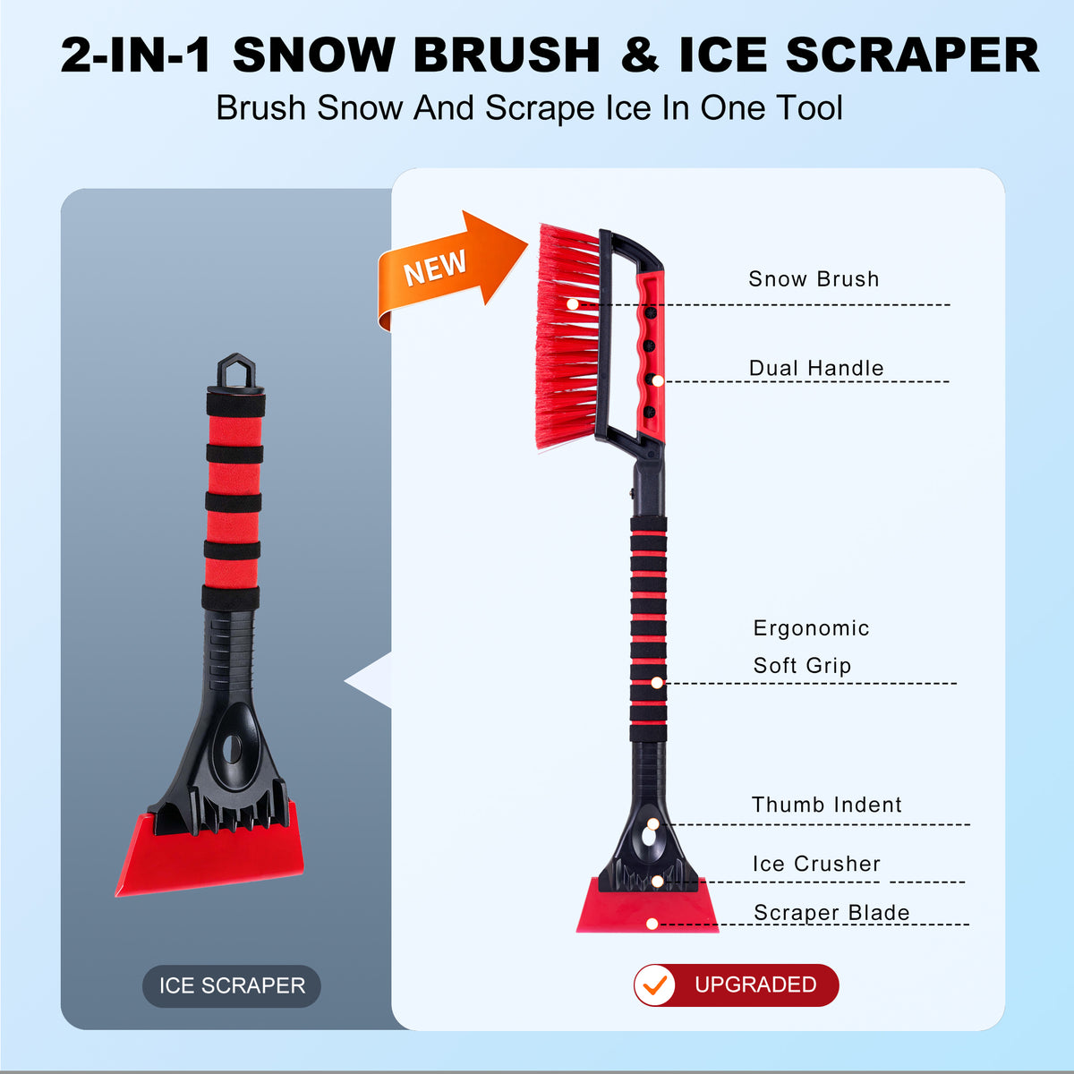 ZenClean Ice Scraper for Car Windshield & Windows with Ergonomic Grip