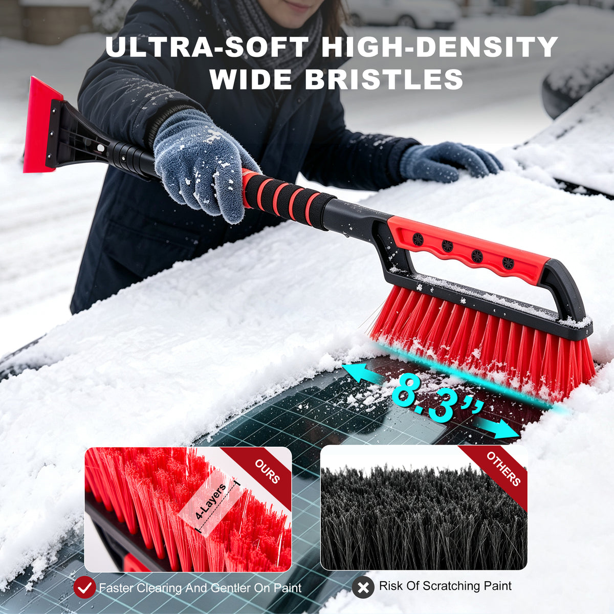 ZenClean Ice Scraper for Car Windshield & Windows with Ergonomic Grip