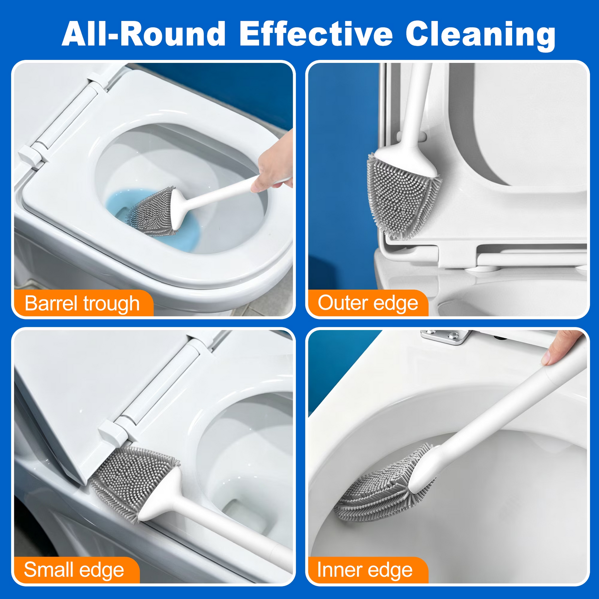 JEHONN Silicone Toilet Brush with Holder Set for RV Camper (White)